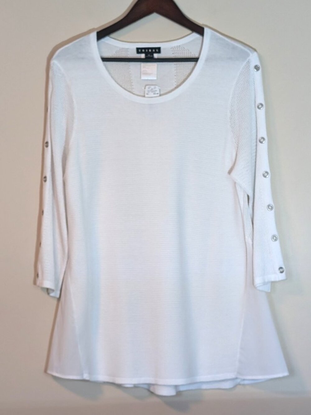 NWT Tribal Lightweight Crochet Sweater Top Grommet Side Chiffon XL